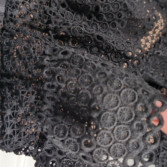 Self-Portrait Black Lace-Up Tiered Mini Dress - Picture 4 of 6